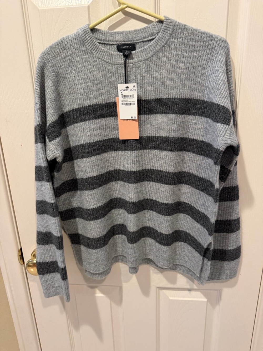 Halogen Gray Striped Crewneck Sweater